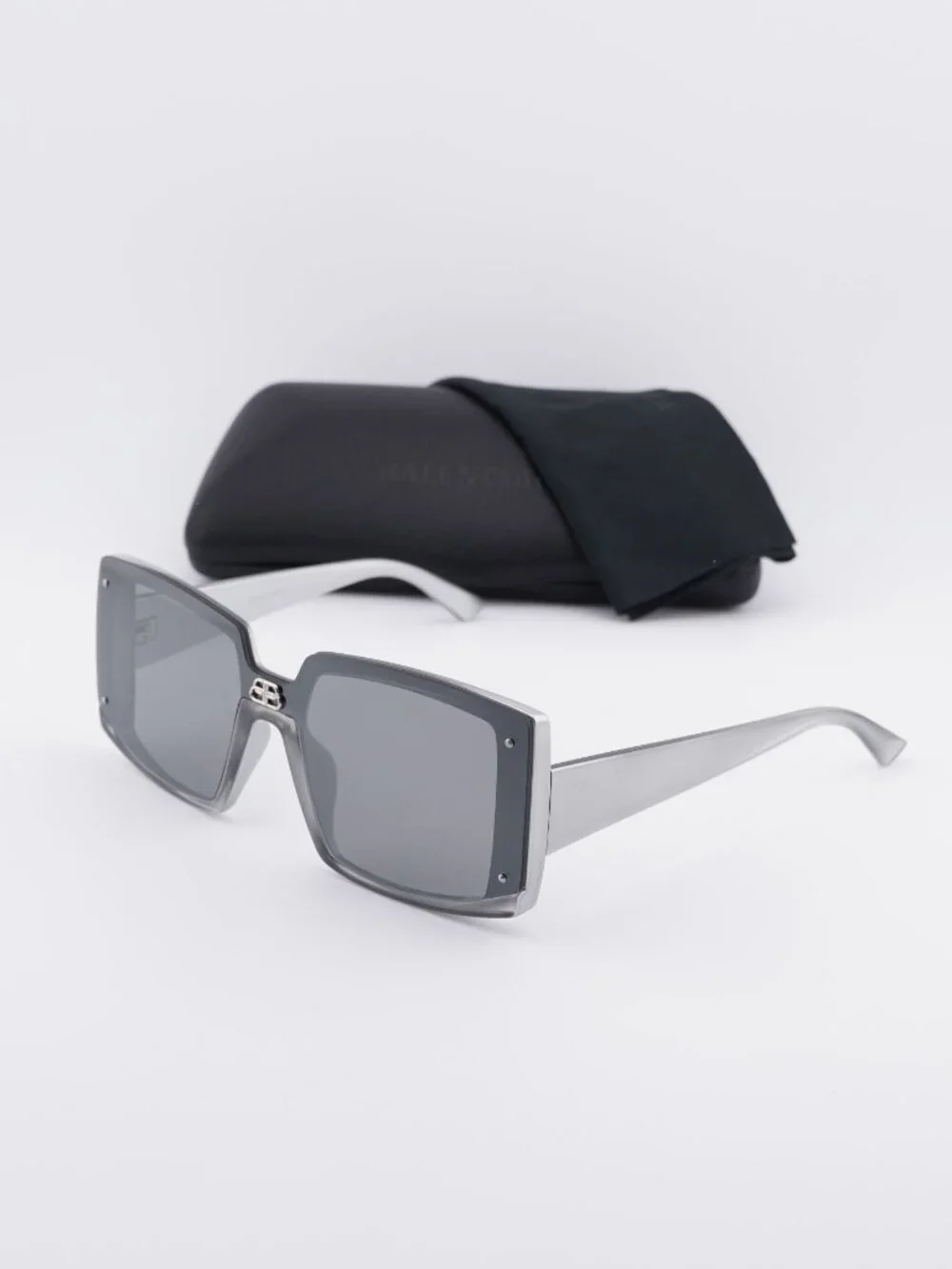 Balenciaga BB0081S 002 Square Sunglasses - Silver